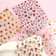 JelloJello Self Gel Nail Art Vintage Flower & Butterfly Embossed Stickers 7 Types (CNS072~CNS087)